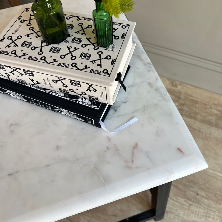 Vintage Polished Marble Top Square Side Table | Caister