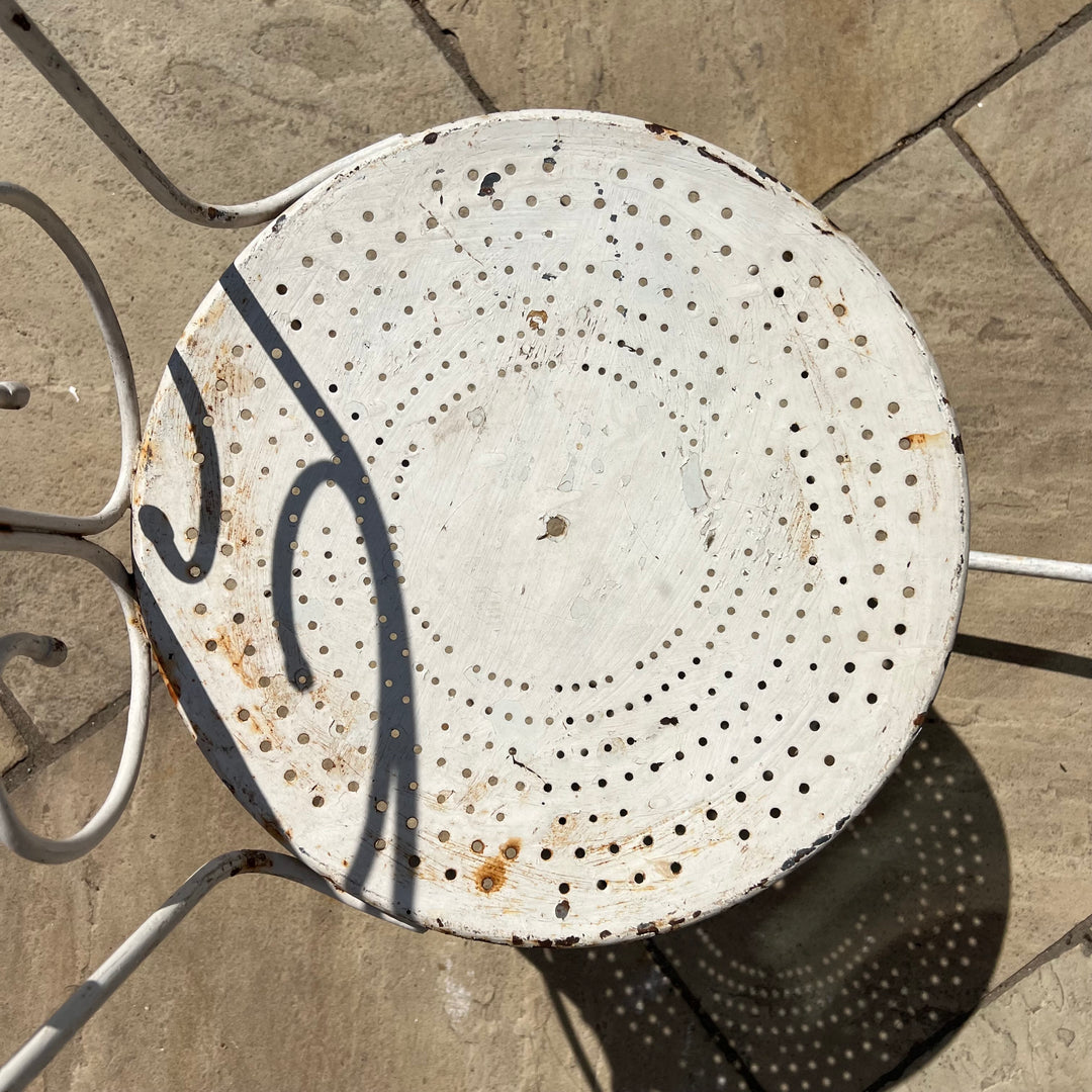 Vintage French Provincial Style White Iron Bistro Set | Stephanie