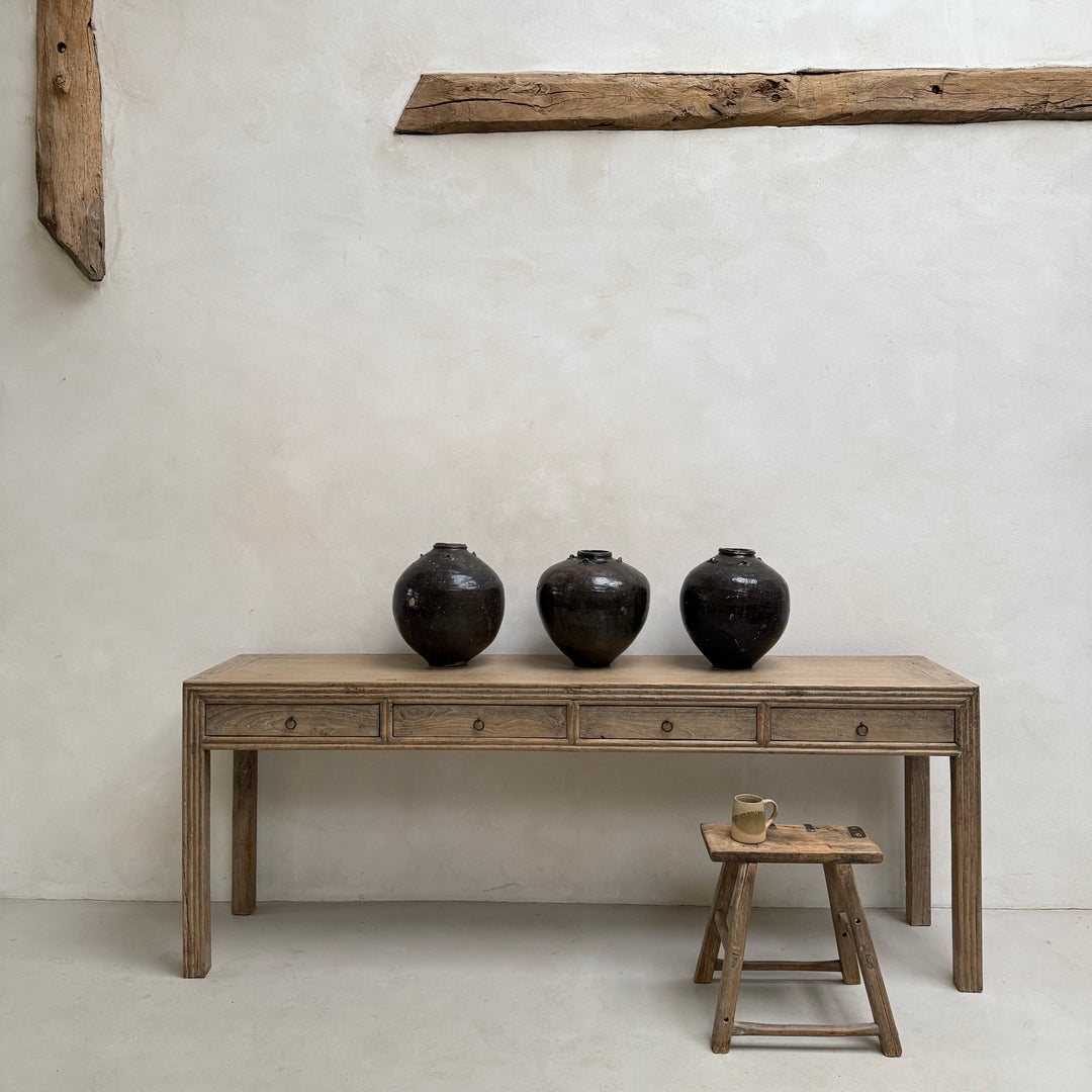 Long Slim Antique Console Table | Brown