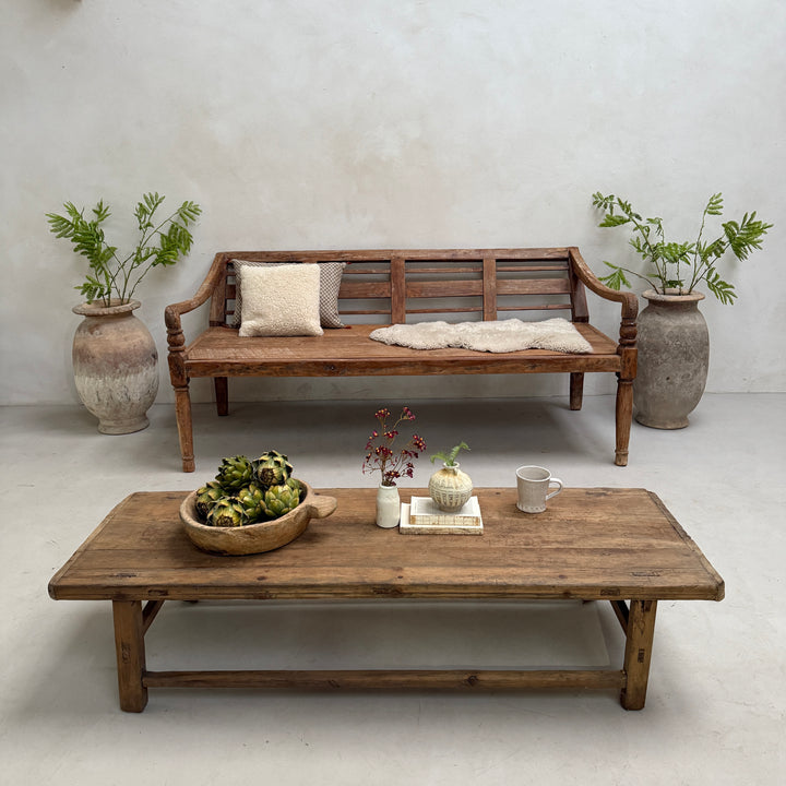 Large antique hand carved wooden Daybed Bench | Sebastian