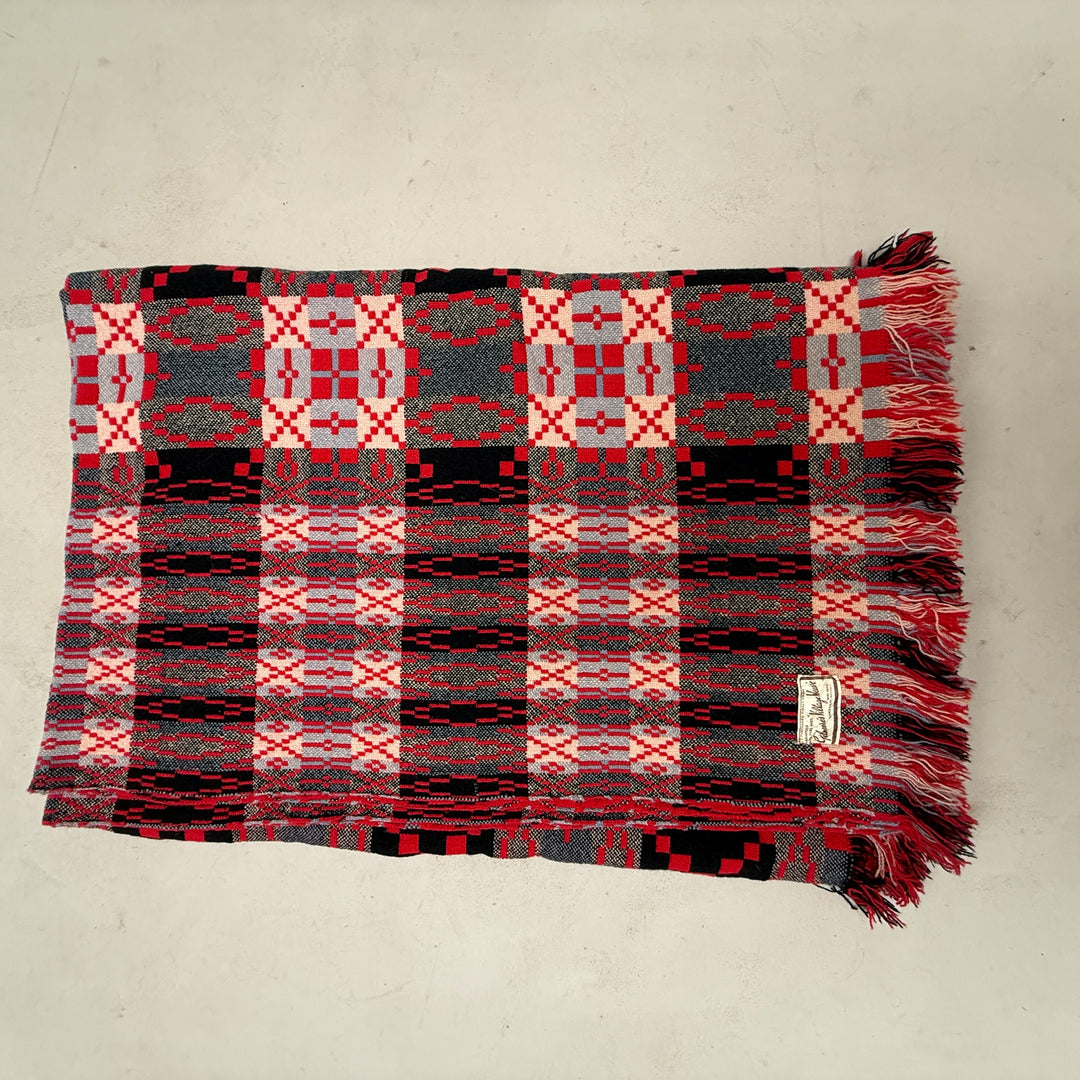 Vintage Red Welsh Tapestry Blanket