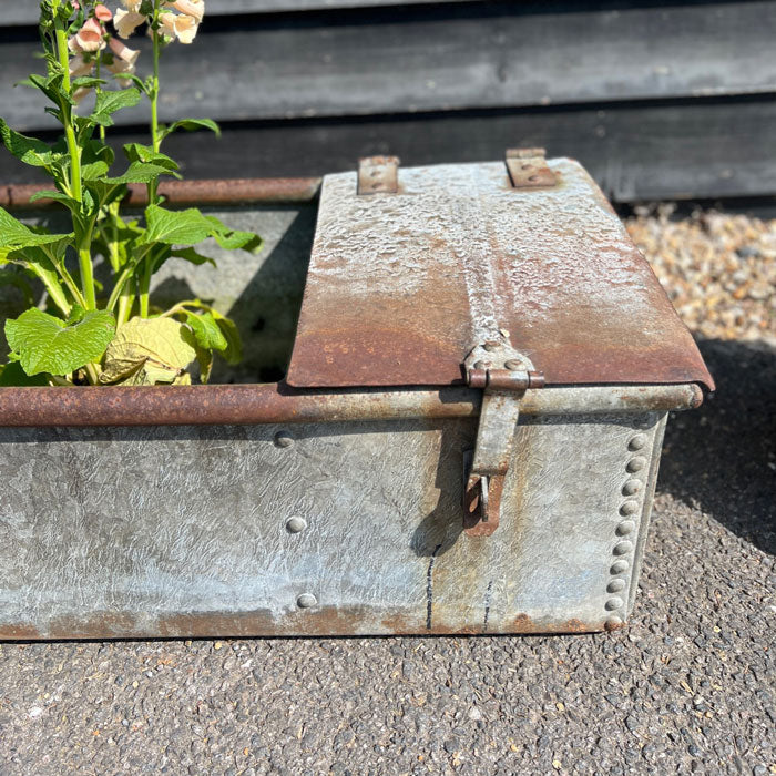 Vintage riveted trough planter | C
