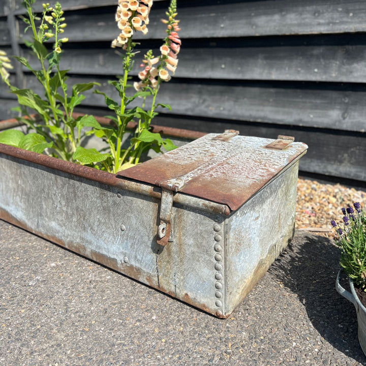 Vintage riveted trough planter | C
