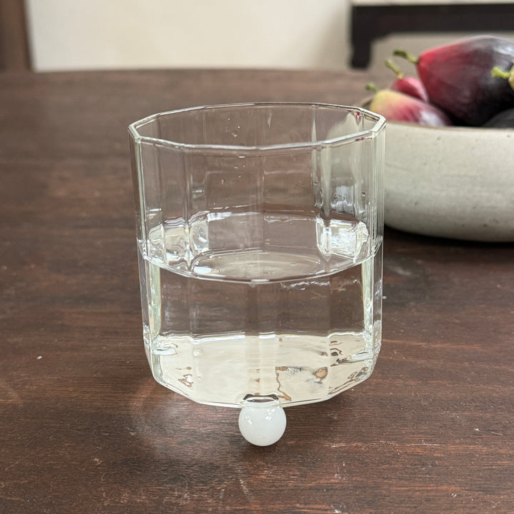 Clear decagon drinking glass | ball feet
