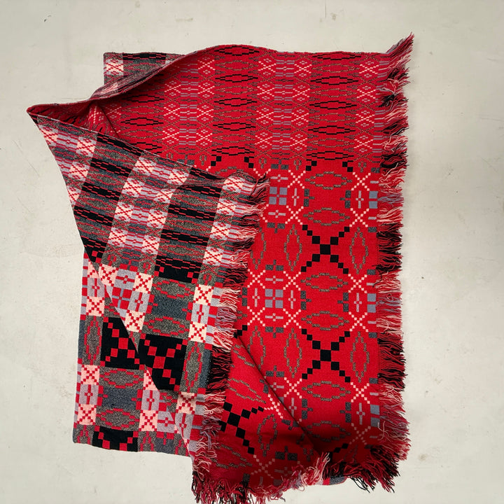 Vintage Red Welsh Tapestry Blanket