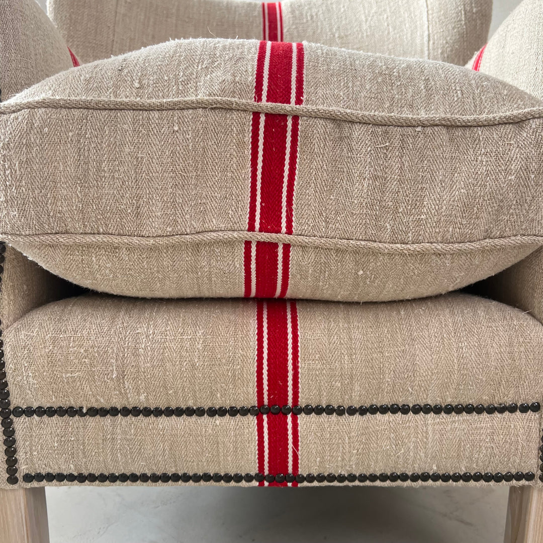 French Grain Sack Linen Armchair No:2