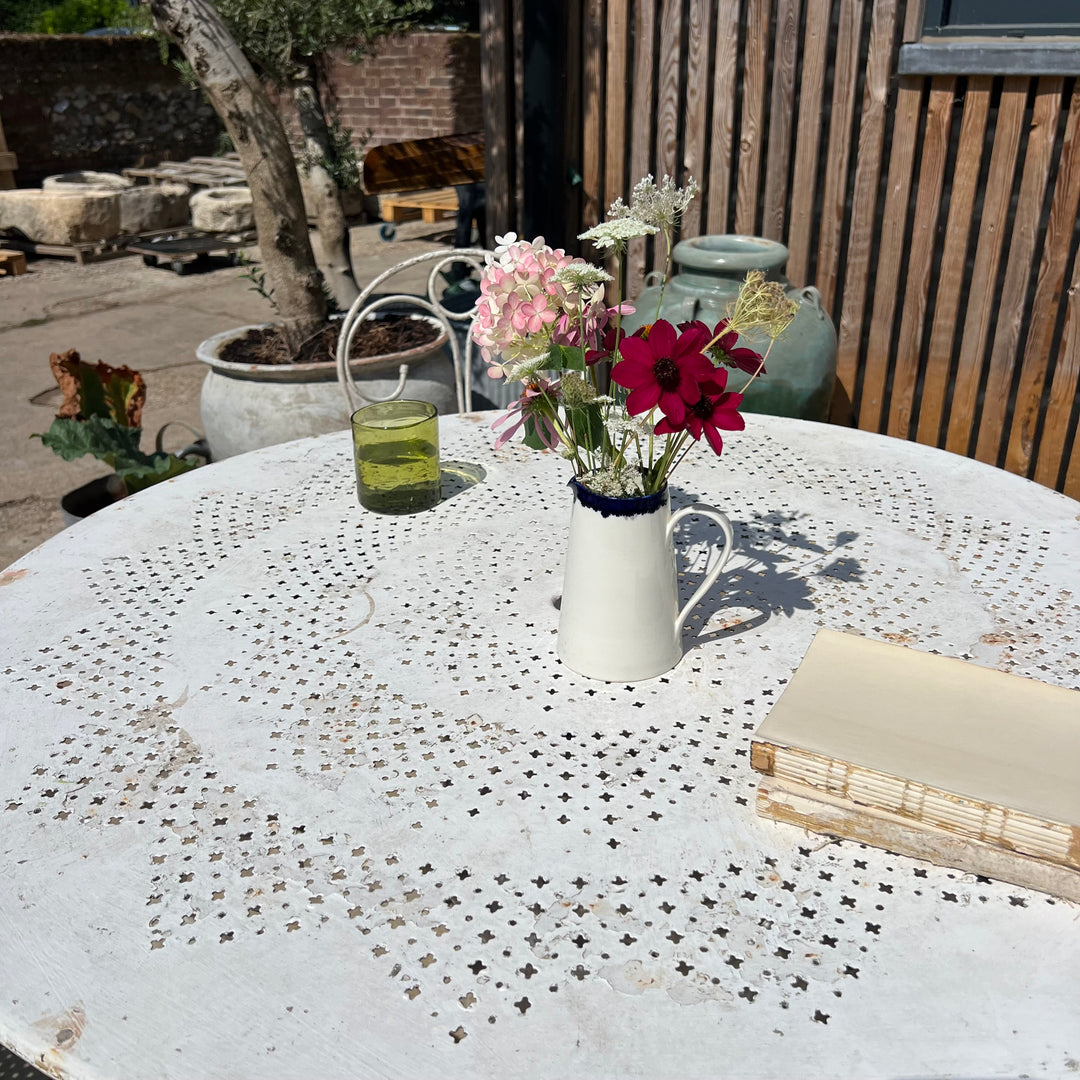 Vintage French Provincial Style White Iron Bistro Set | Stephanie