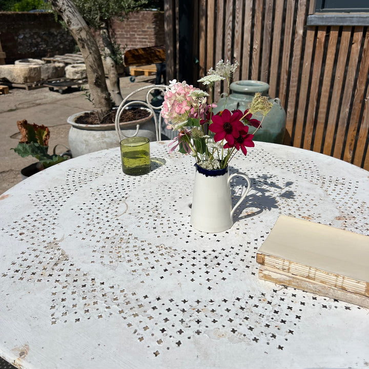 Vintage French Provincial Style White Iron Bistro Set | Stephanie