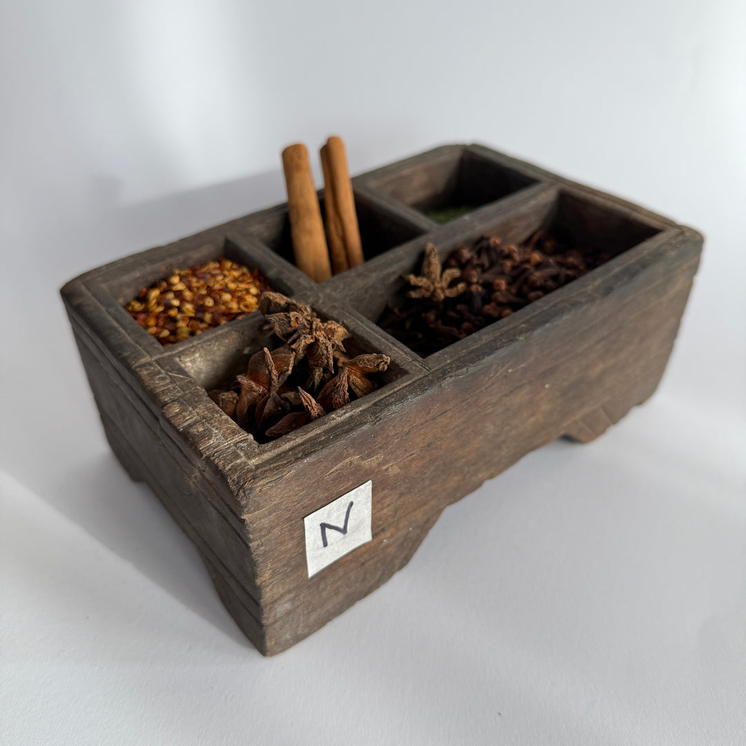 Rustic Antique Wooden Spice Tray