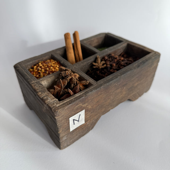 Rustic Antique Wooden Spice Tray