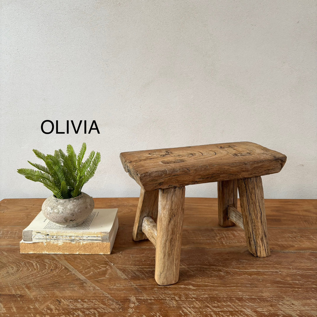 Antique rustic wood footstool (Select from photo)