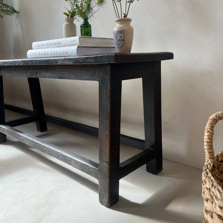 Antique Dark Teak Utility Hallway Bench | Yuni