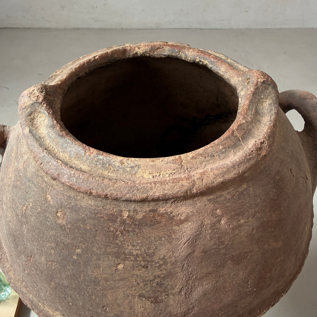 Antique Moroccan Berber Terracotta Cooking Pot on Stand