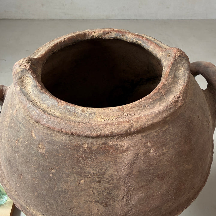 Antique Moroccan Berber Terracotta Cooking Pot on Stand