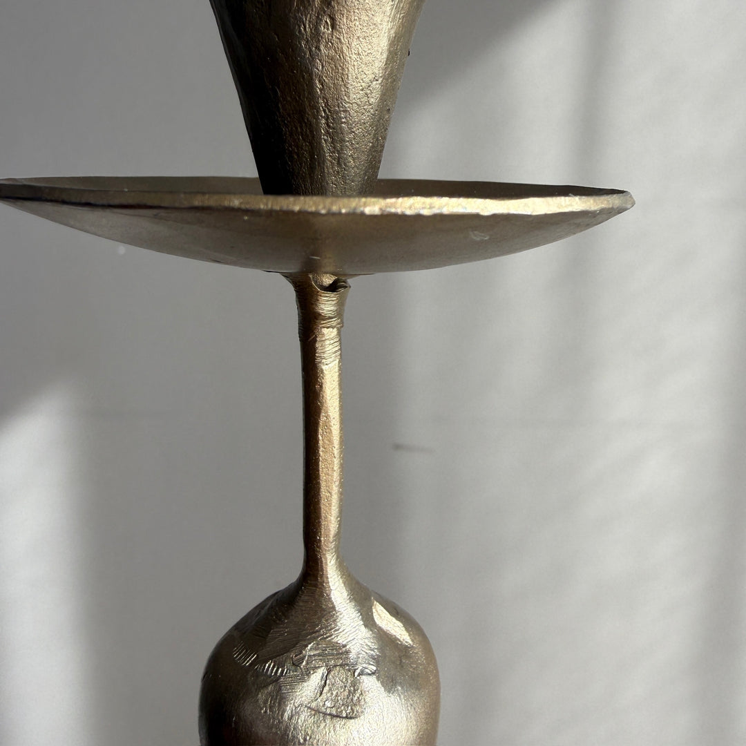 Hammered Brass Metal Candlestick Holder