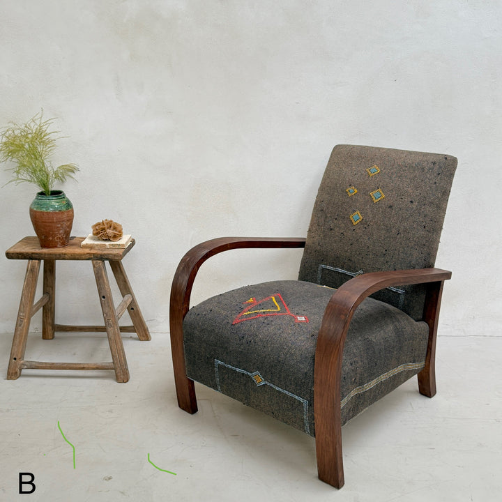 Antique Handwoven Kilim Armchair