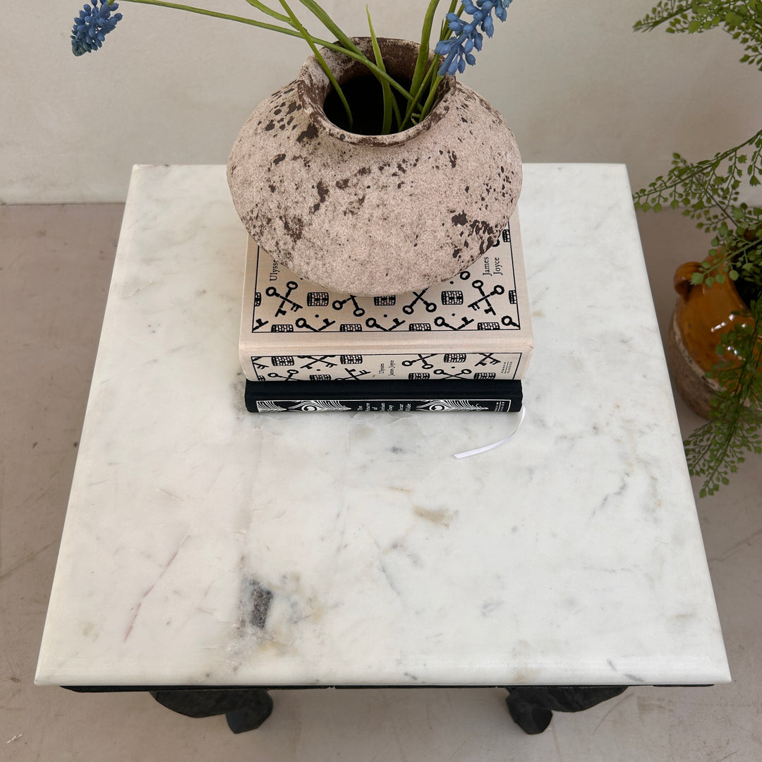 Vintage Polished Marble Top Square Side Table | Alnwick