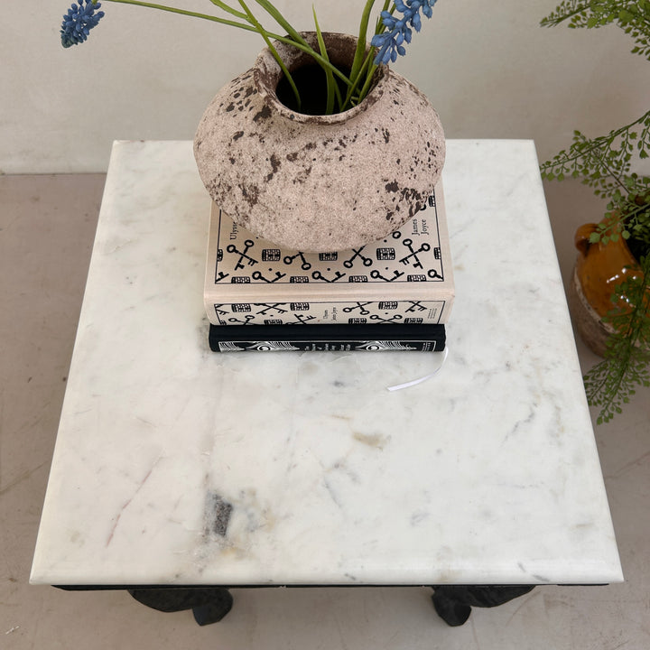 Vintage Polished Marble Top Square Side Table | Alnwick