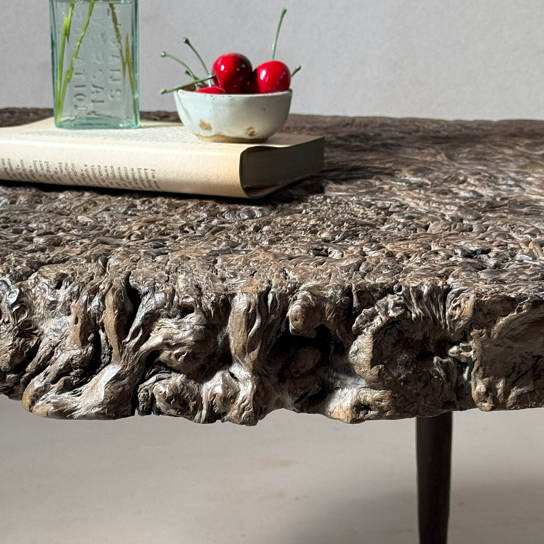 Antique burr root coffee table | Lilliana