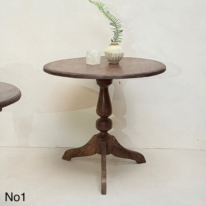 Antique Pedestal Round Side Tables