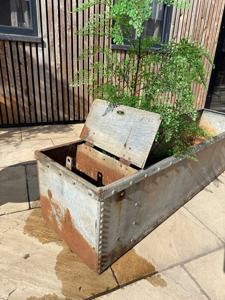 Vintage riveted trough planter