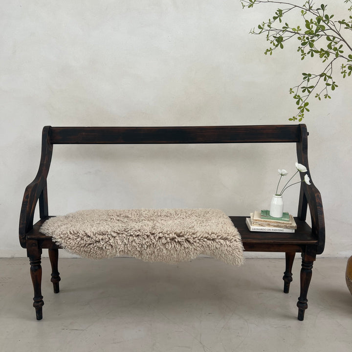 Vintage Dark Pine Church Bench | Ophelia