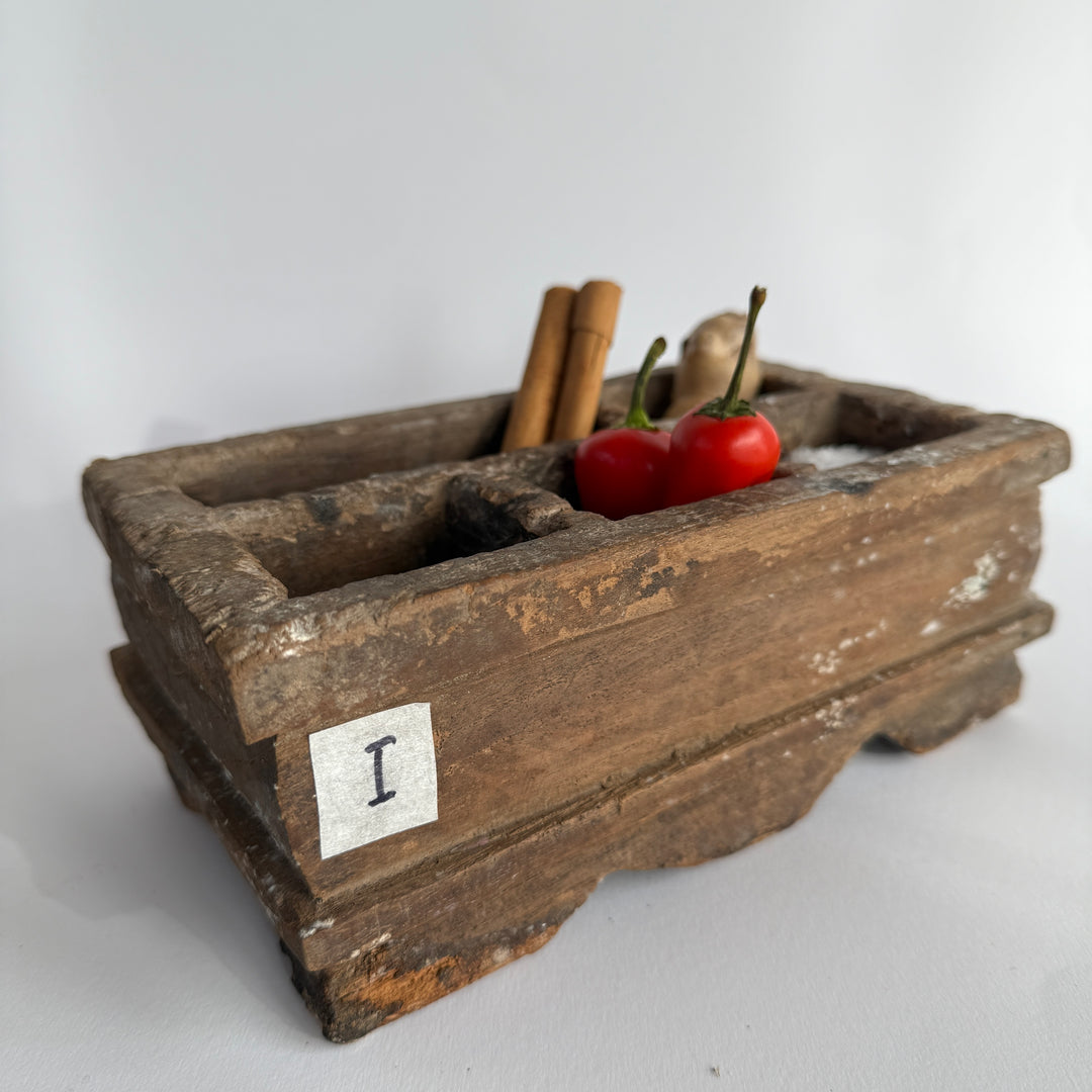 Rustic Antique Wooden Spice Tray