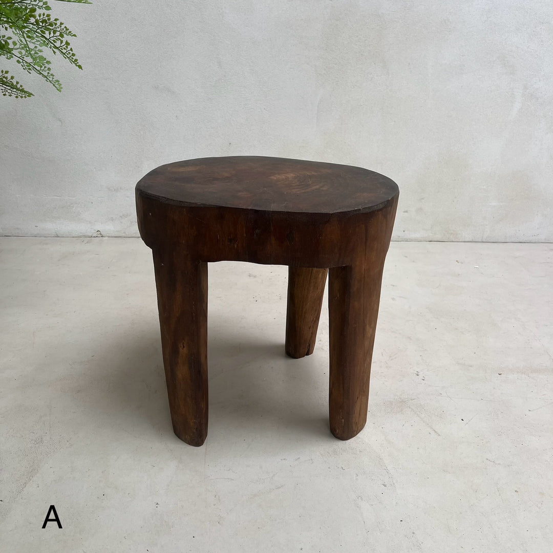 Antique Hand-carved Dark Wood Stools