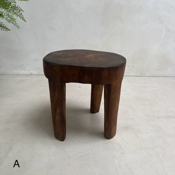Antique Hand-carved Dark Wood Stools