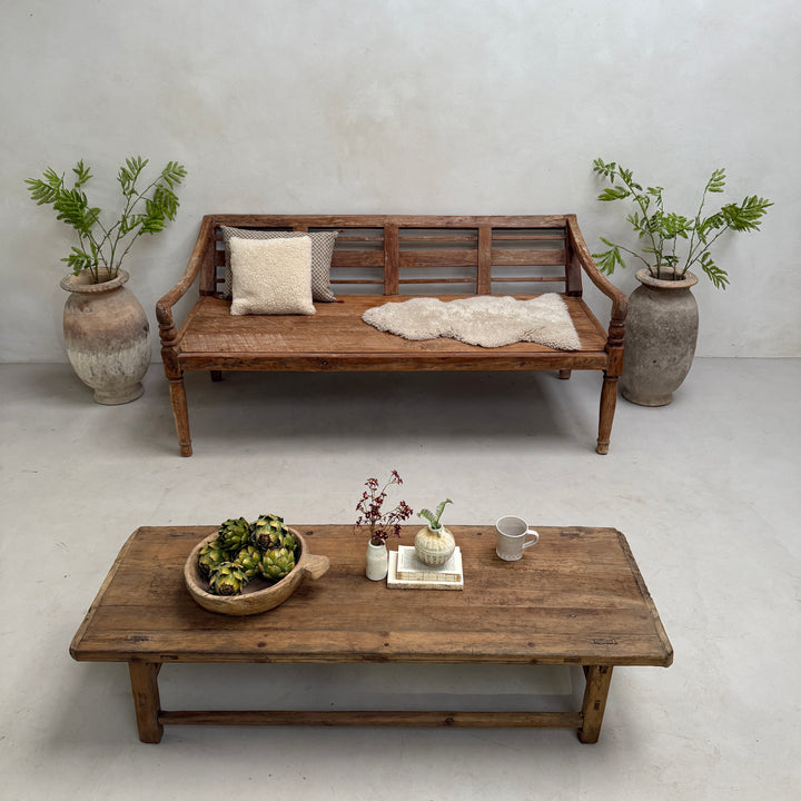 Large antique hand carved wooden Daybed Bench | Sebastian