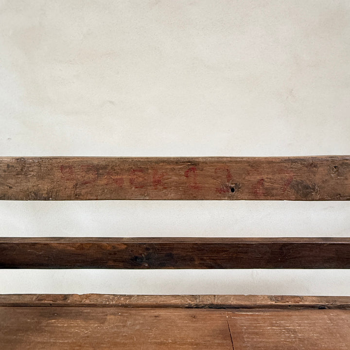 Large antique hand carved wooden bench