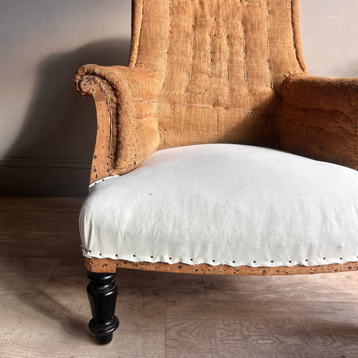 Antique French Deconstructed Armchair &amp; Footstool | Louise