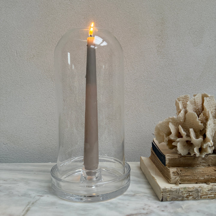 Glass storm lantern for dinner candle