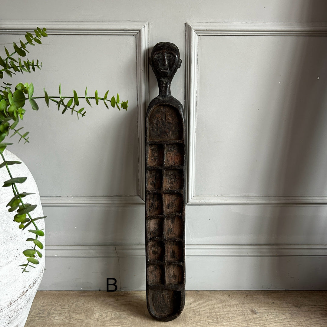 Large Rustic Wooden Spice Tray with Face | Candra