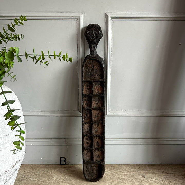 Large Rustic Wooden Spice Tray with Face | Candra