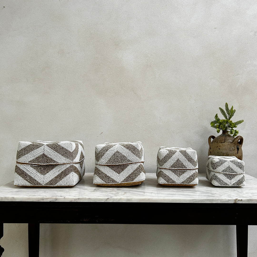 Handwoven beaded storage box | Rani