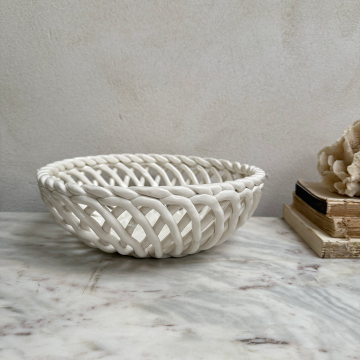 Porcelain white basket bowl | Ruth