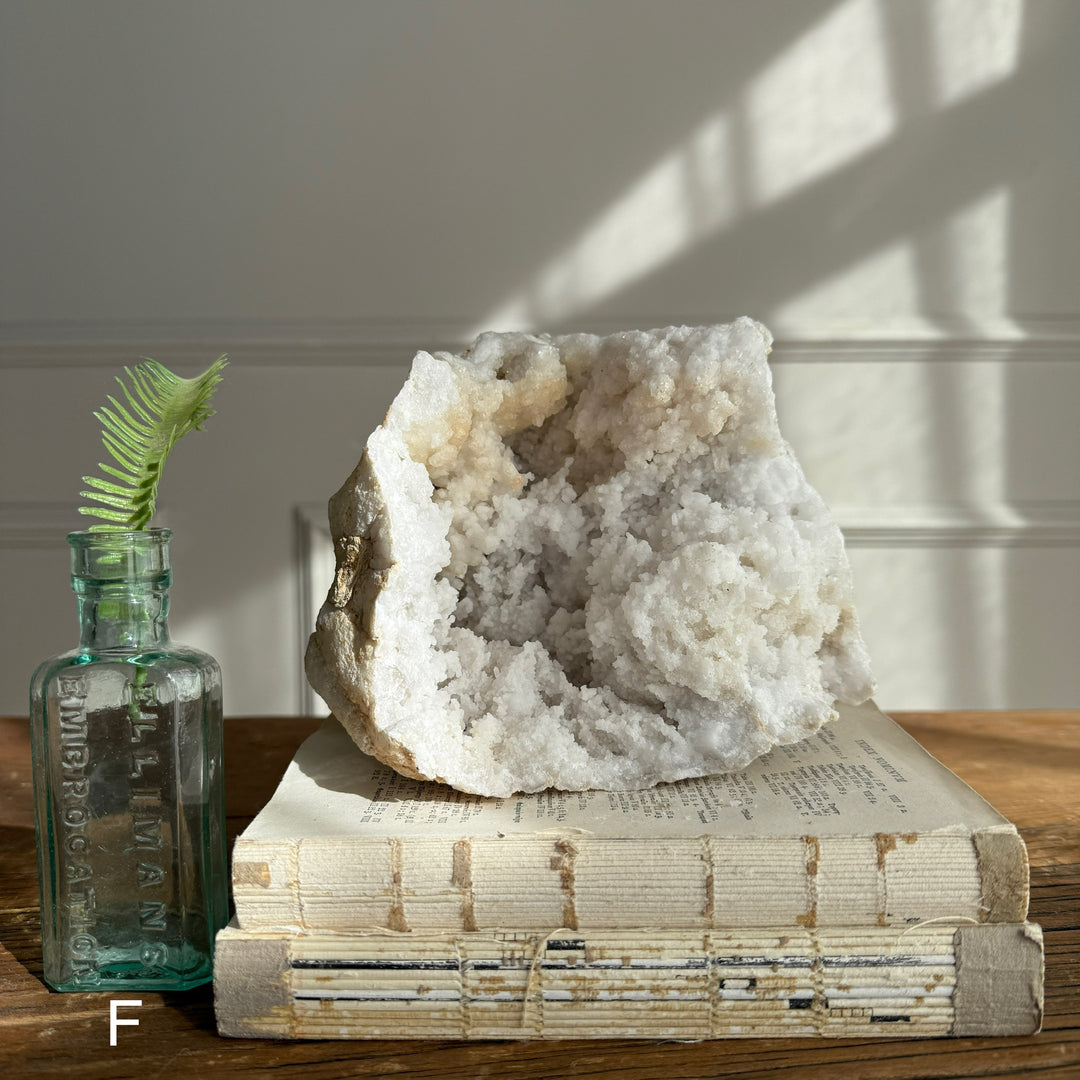Large geode round rock with crystals