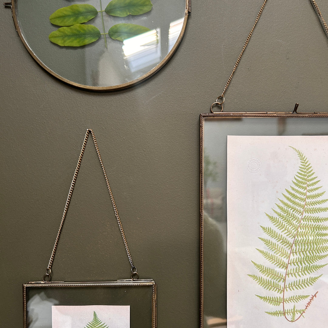 Antique Brass Glass Hanging Picture Frame