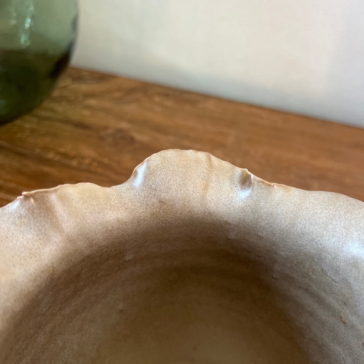 Petal edge stoneware plant pot
