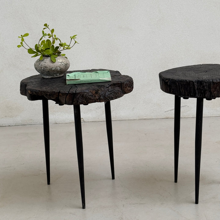 Pair of small burr walnut side tables