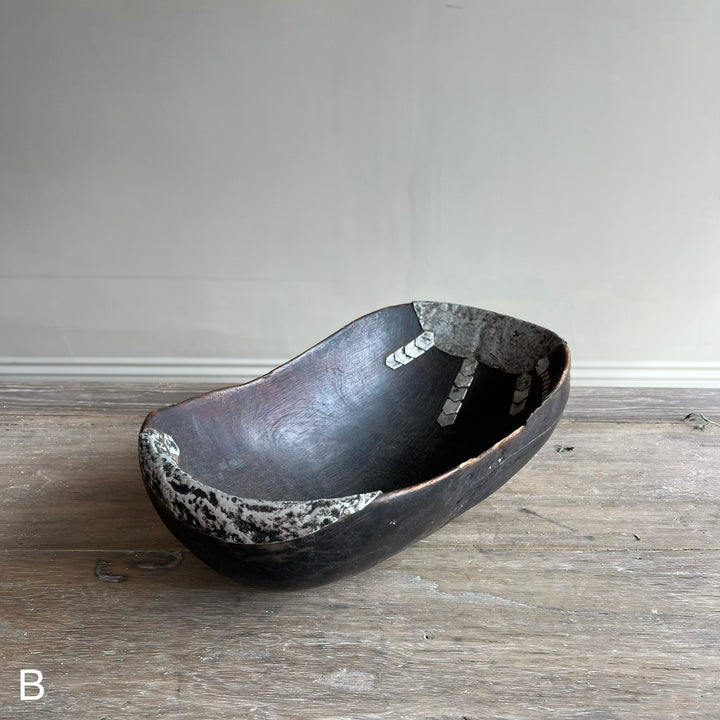 Vintage Rwandan Tutsi Hand Carved Hardwood Scoop Bowl