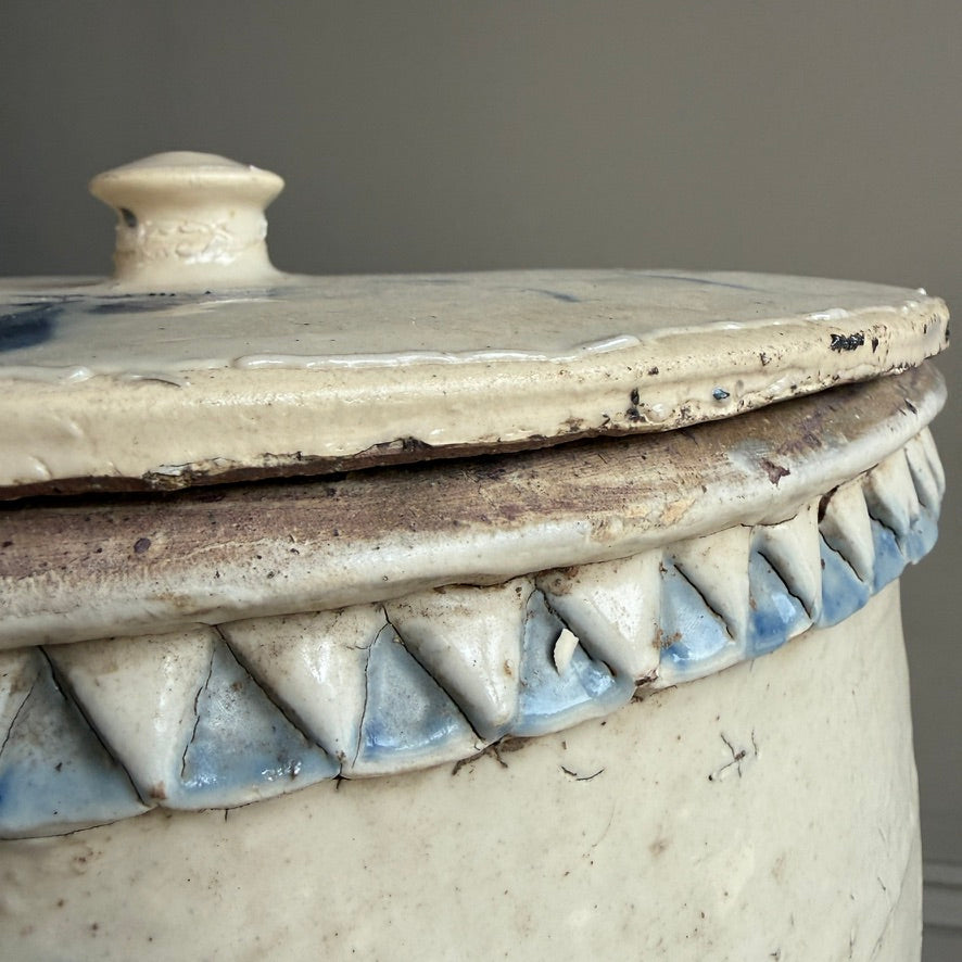 Large Antique Chinese Cizhou Storage Jar with Lid