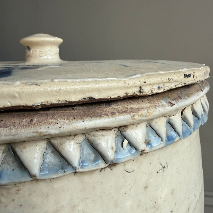 Large Antique Chinese Cizhou Storage Jar with Lid