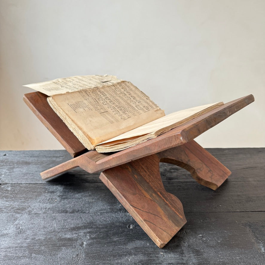 Solid Teak Folding Book Stand | Large Coffee Table Book Holder