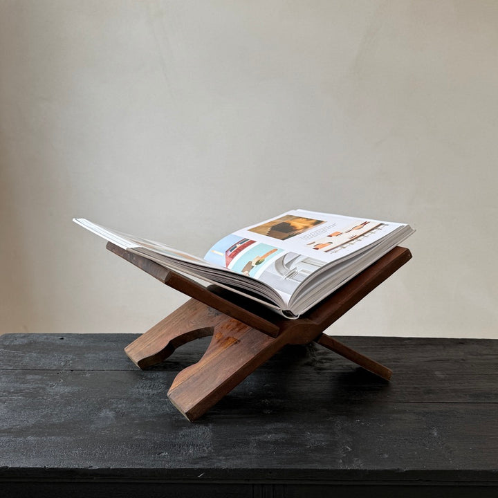 Solid Teak Folding Book Stand | Large Coffee Table Book Holder