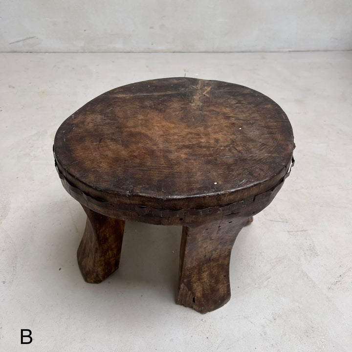 Antique Hand-carved Dark Wood Stools