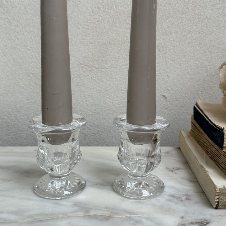 Small glass dinner candle holder