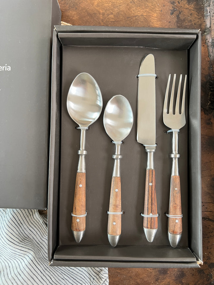 Hand made wooden handled cutlery set