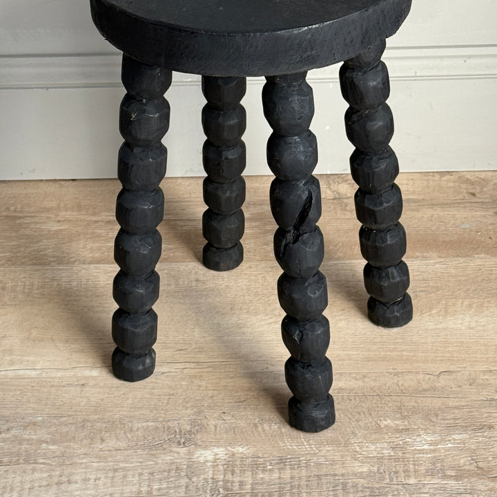 Black Wooden Bobbin Stool